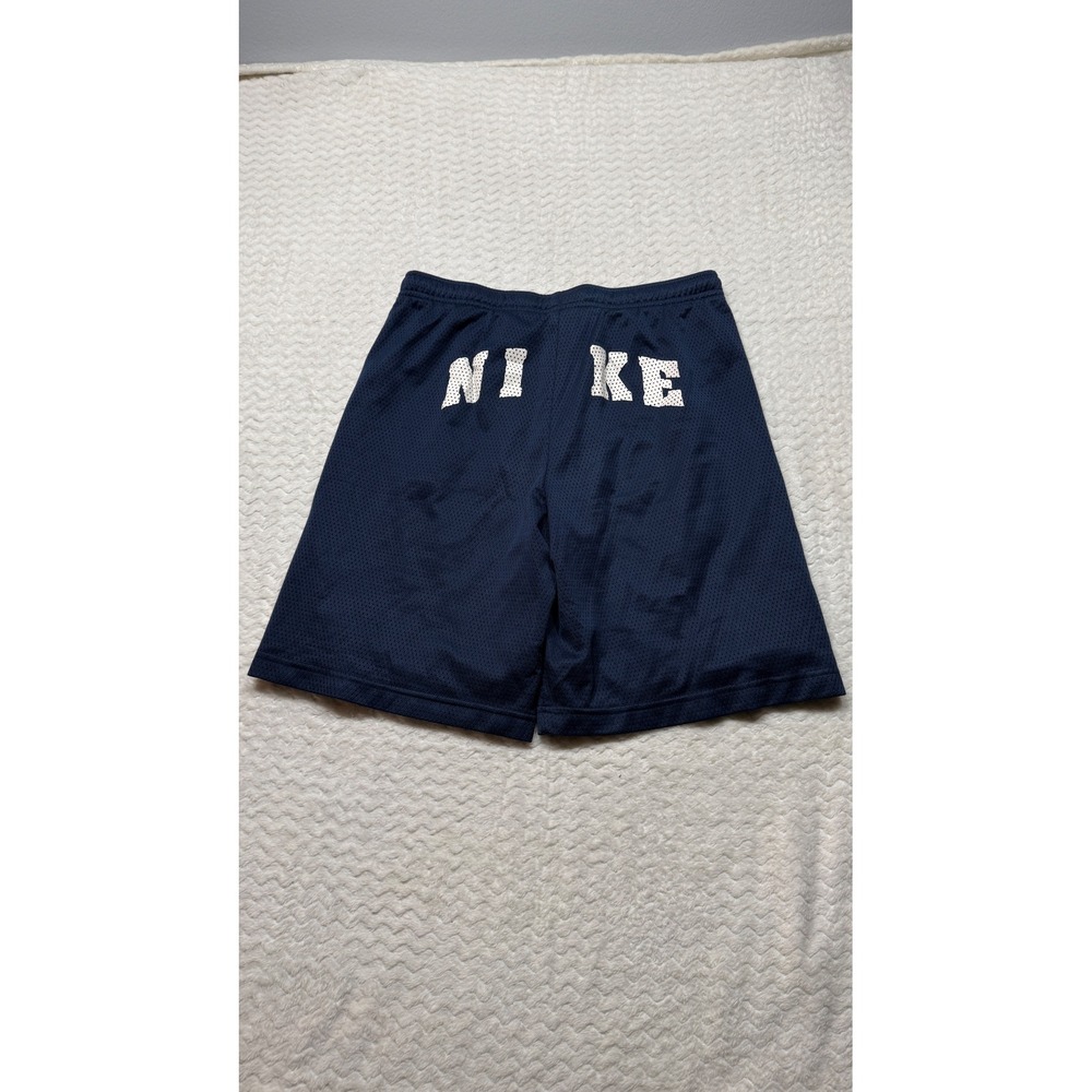 Vintage Nike Boys Navy Blue Mesh Athletic Shorts Back Logo Graphic Size Large 14